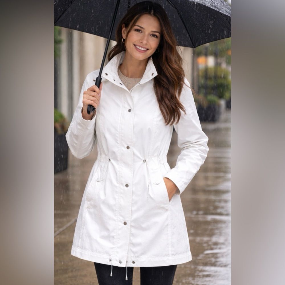 LOFT White Rain Trench Raincoat